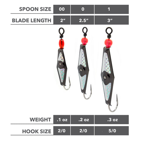 Black Chrome Silver Flash Clarkspoon size chart