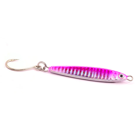 Stick Jig with In-Line Single Hook - Pink/Silver - 2 Sizes - Clarkspoon Fishing Lures