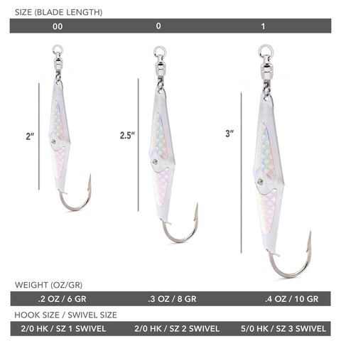 Spoon-Squid w/ Ball Bearing Swivel - Silver Flash - 3 Sizes - Clarkspoon Fishing Lures
