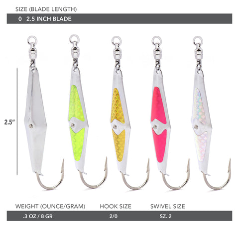 0 Spoon-Squid w/ Ball Bearing Swivel - 5 Pack - Clarkspoon Fishing Lures