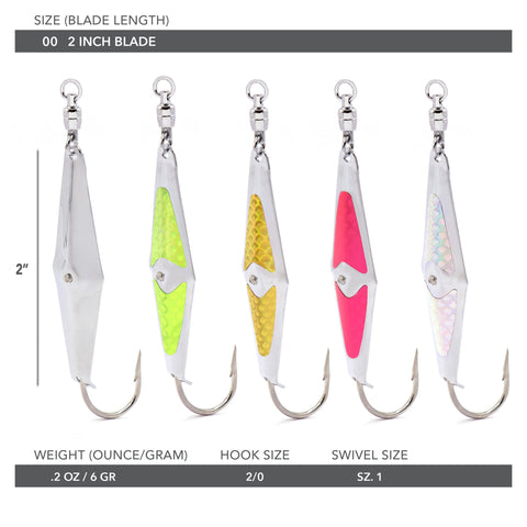 00 Spoon-Squid w/ Ball Bearing Swivel - 5 Pack - Clarkspoon Fishing Lures