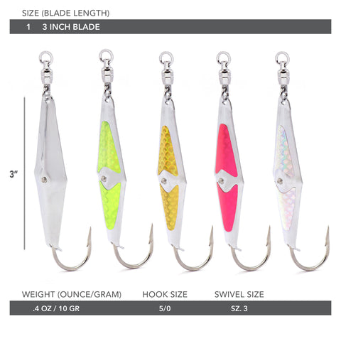 1 Spoon-Squid w/ Ball Bearing Swivel - 5 Pack - Clarkspoon Fishing Lures