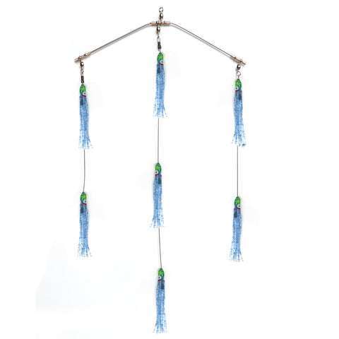 Clarkspoon 8" Mini Spreader Bar - Rigged w/ Blue Skirts and 0-RBMS Clarkspoon - Clarkspoon Fishing Lures