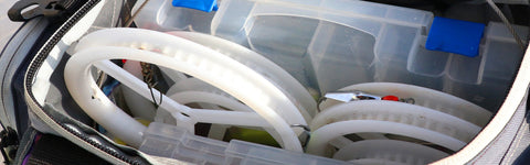 Rigged Clarkspoons in tackle bag