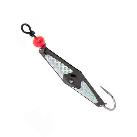 Size 0 Black Chrome Clarkspoon with silver flash on white background