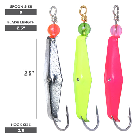 Clarkspoon 3 Pack - Hammer Scale, Chartreuse, and Pink - Clarkspoon Fishing Lures