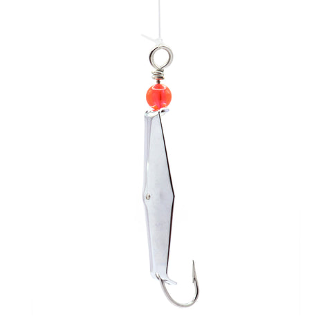 Size 0 Chrome Clarkspoon tied to monofilament