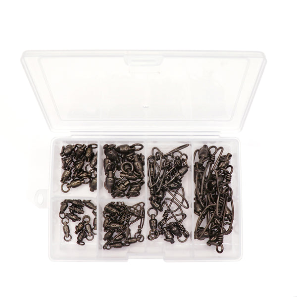 Ball Bearing Snap Swivel 60 pc Assortment - Full Stainless Steel Construction - Clarkspoon Fishing Lures