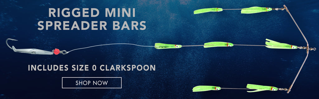 Clarkspoon Mini Spreader Bar.  Rigged with a size 0 Original Clarkspoon with Chrome finish