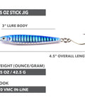 Stick Jig with In-Line Single Hook - Blue/Silver - 2 Sizes - Clarkspoon Fishing Lures