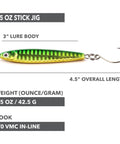 Stick Jig with In-Line Single Hook - Green/Chartreuse - 2 Sizes - Clarkspoon Fishing Lures