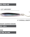 Stick Jig with In-Line Single Hook - Black/Silver - 2 Sizes - Clarkspoon Fishing Lures