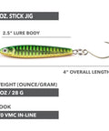 Stick Jig with In-Line Single Hook - Green/Chartreuse - 2 Sizes - Clarkspoon Fishing Lures