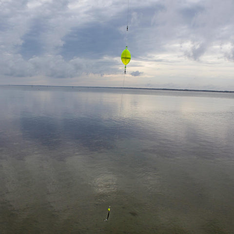 Bubble Buster Rig - Size 0 Weighted Clarkspoon and Chartreuse Float - Clarkspoon Fishing Lures