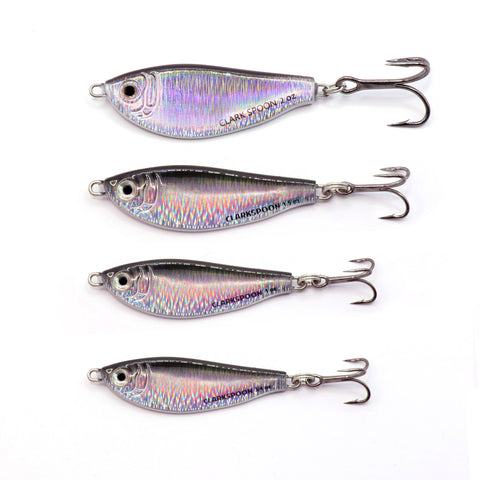 Black and silver shad jig lures in four sizes