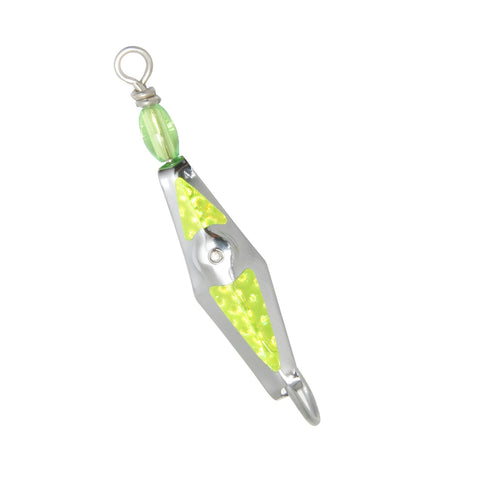 Flashspoon - Silver Clarkspoon with Chartreuse Flash Tape - 4 Sizes - Clarkspoon Fishing Lures