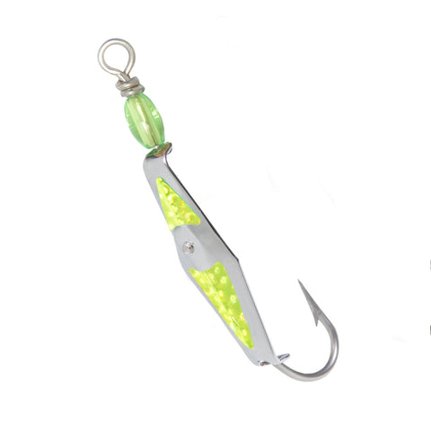 Flashspoon - Silver Clarkspoon with Chartreuse Flash Tape - 4 Sizes, Clarkspoon