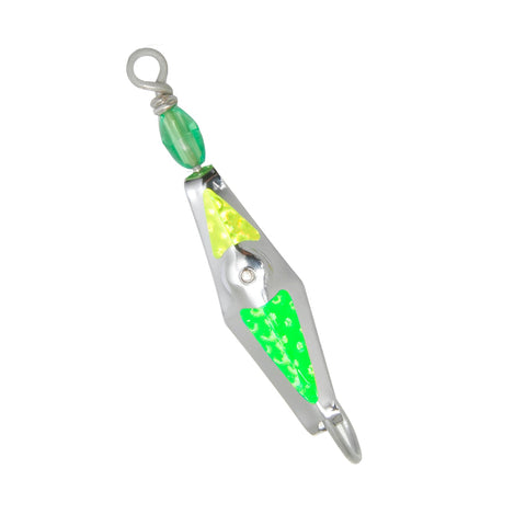 Flashspoon - Silver Clarkspoon with Chartreuse and Green Flash Tape - 2 Sizes - Clarkspoon Fishing Lures