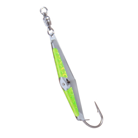 Spoon-Squid w/ Ball Bearing Swivel - Chartreuse Flash - 3 Sizes - Clarkspoon Fishing Lures