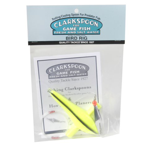 Bird Rig with Chartreuse Bird and Silver Spoon BRC-0RBMS - Clarkspoon Fishing Lures
