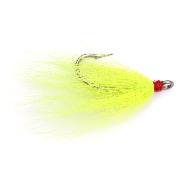 Dressed Hook 2/0 Chartreuse Bucktail - 2pk - Clarkspoon Fishing Lures