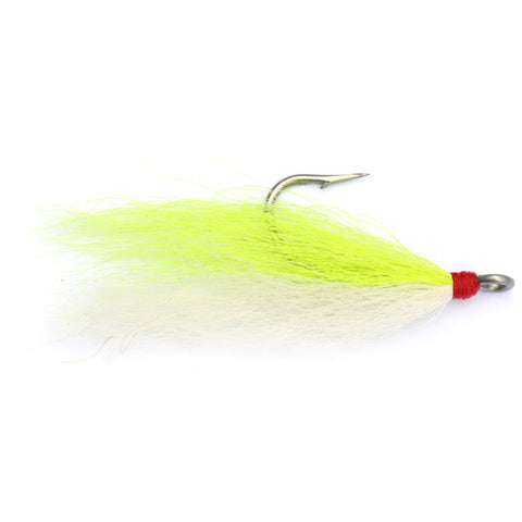 Dressed Hook 2/0 Chartreuse/White Bucktail - 2pk - Clarkspoon Fishing Lures