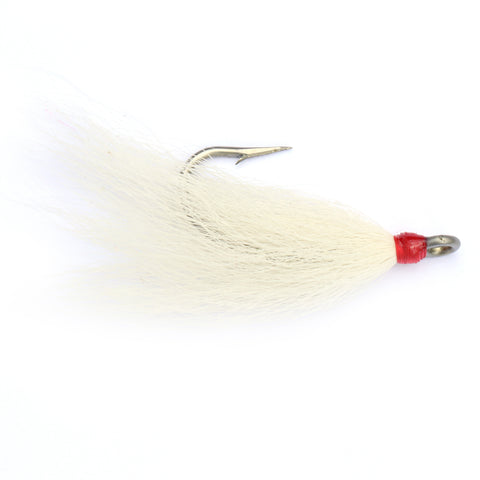 Dressed Hook 2/0 White Bucktail - 2pk, Size: Small, Green