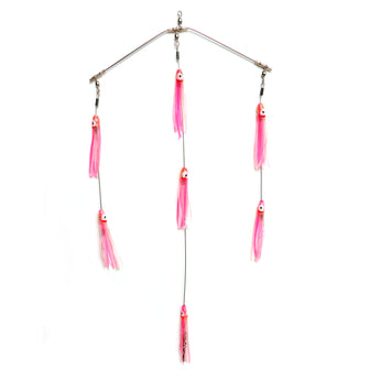 Clarkspoon 8" Mini Spreader Bar - Rigged w/ Pink Skirts and 0-RBMS Clarkspoon - Clarkspoon Fishing Lures